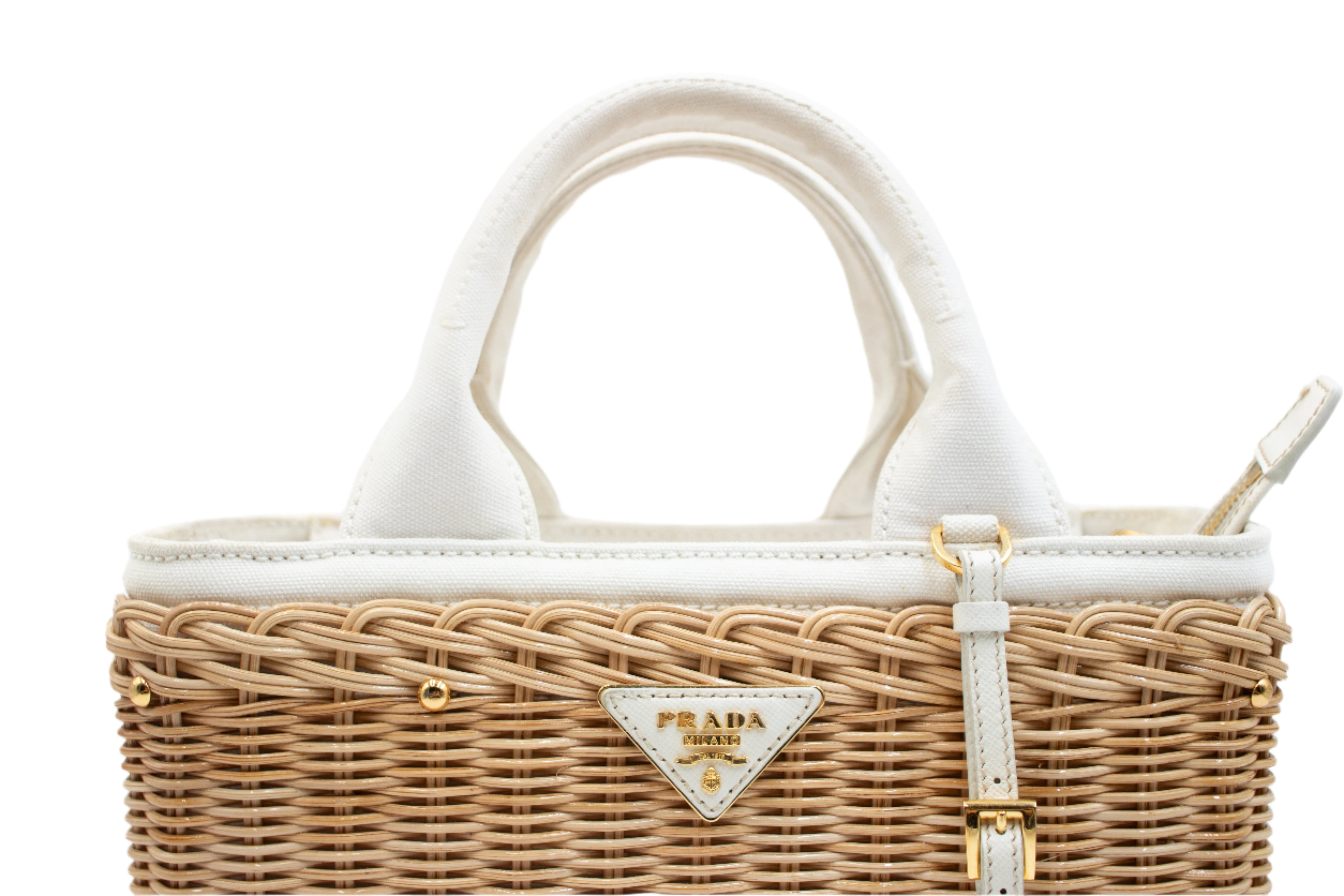 Prada Shopper Beige Basket Stroh