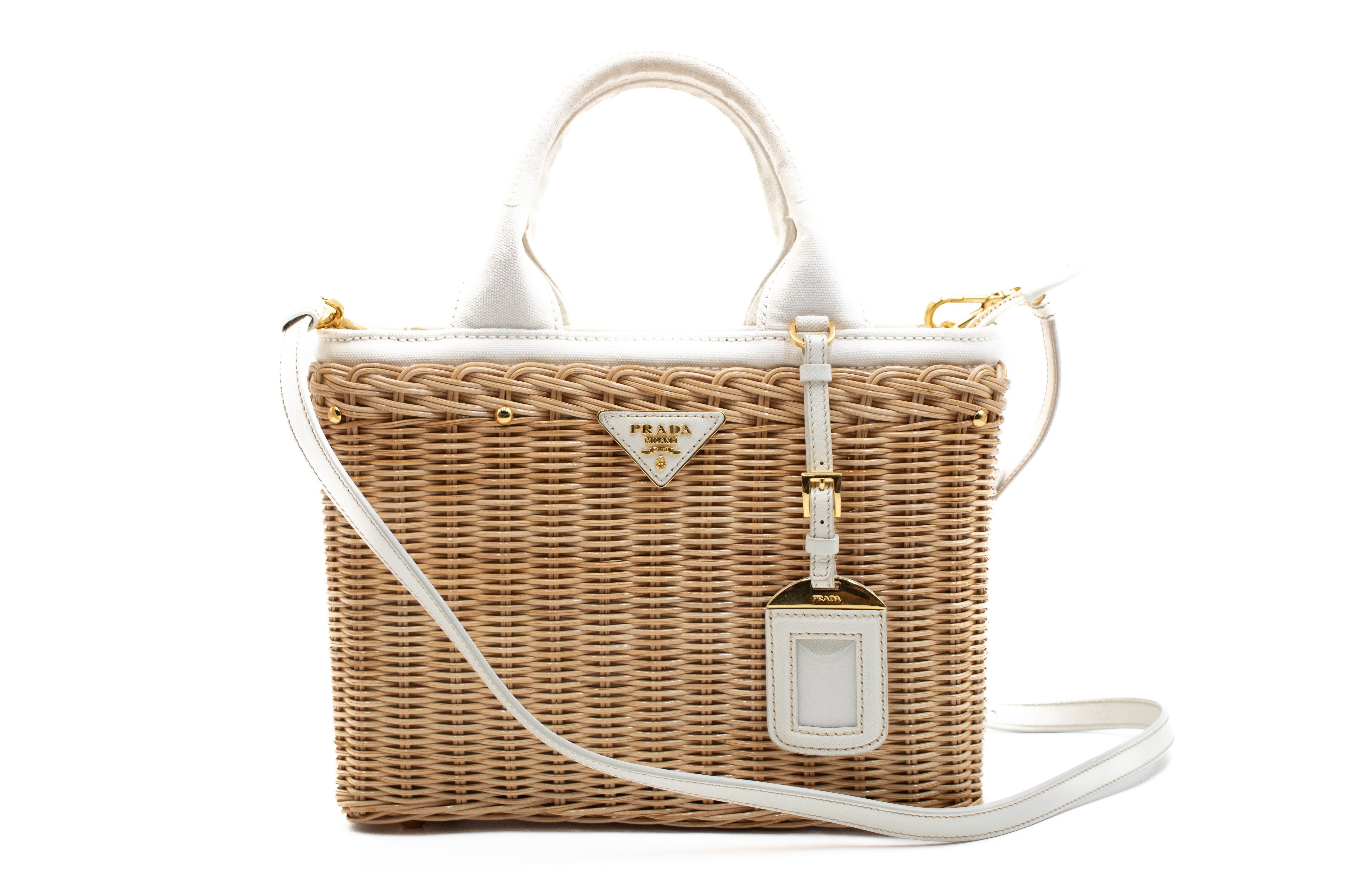 Prada Shopper Beige Basket Stroh